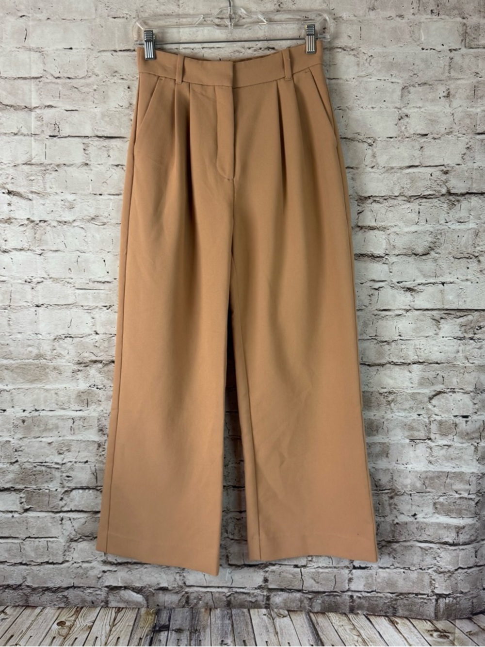 Abercrombie & Fitch Women's 26/2 XS Sloane Tailored Pant Wide Leg Camel Brown - Picture 2 of 7